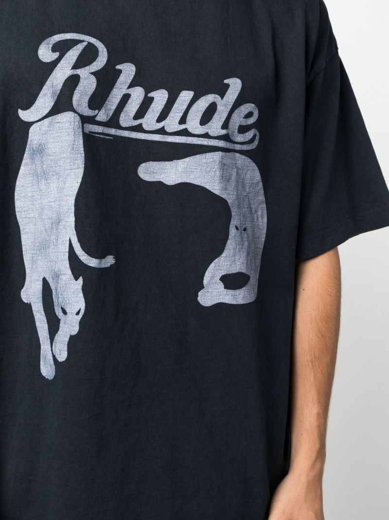 Black Cat Logo Print T-shirt