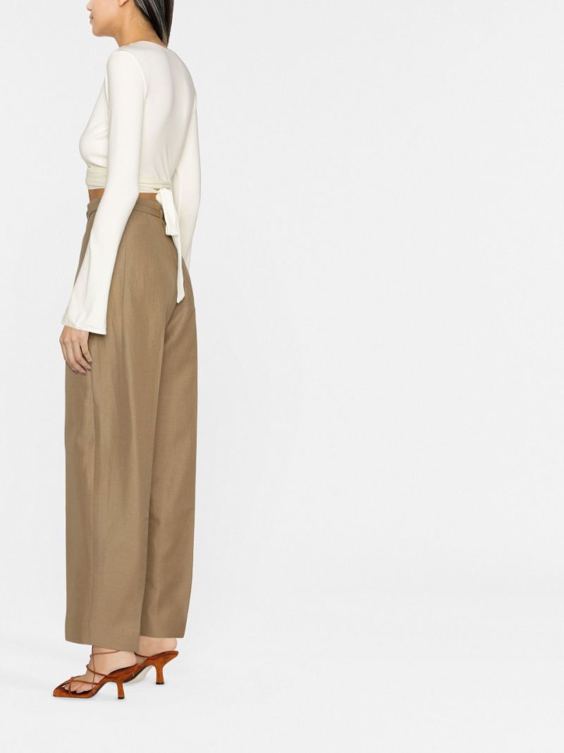 Brown Belted High-waisted Trousers