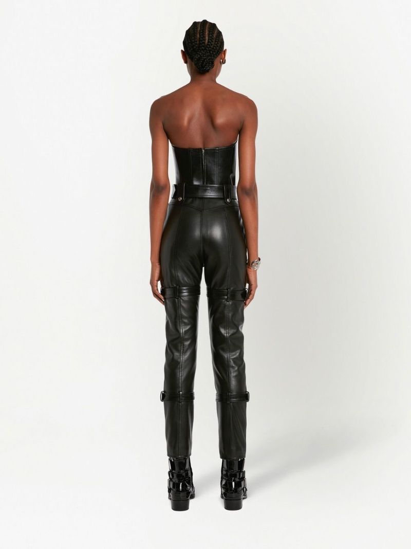 Black Strapless Leather Bustier Top