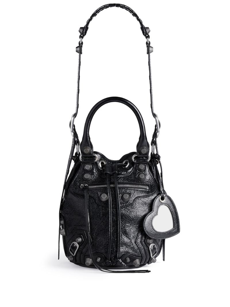 Black Le Cagole Leather Bucket Bag
