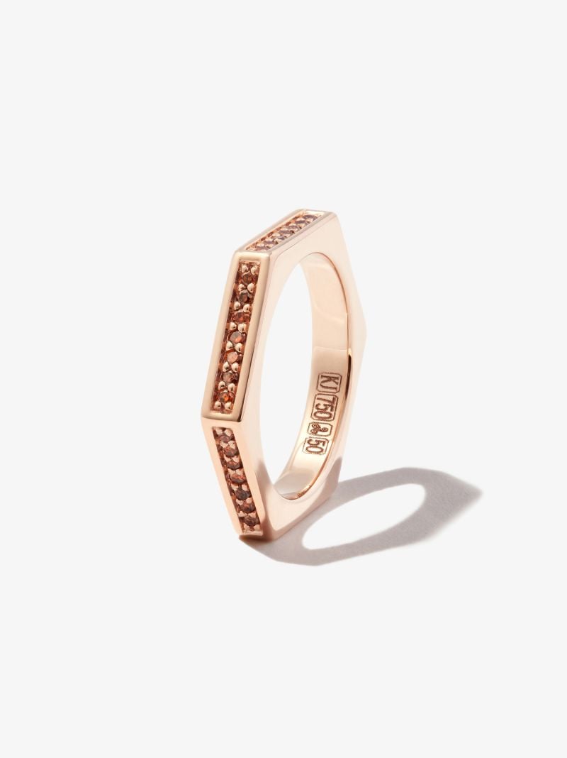 18k Rose Gold Hexagon Diamond Ring