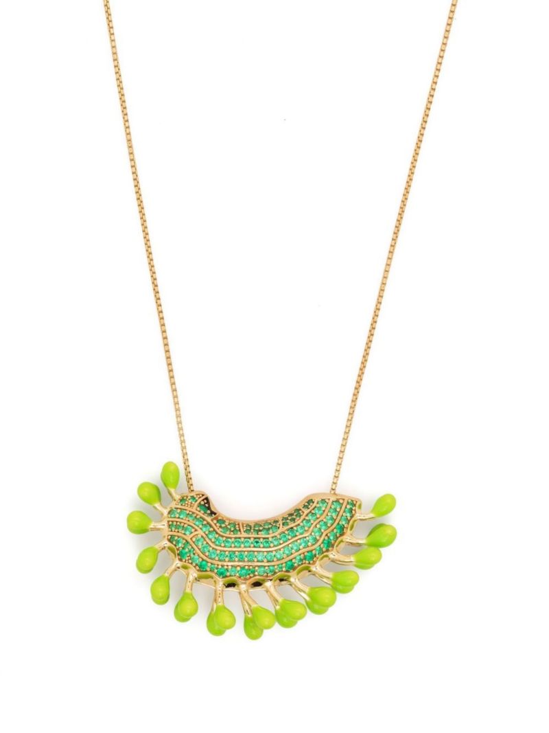 Gold-tone Crystal Pendant Necklace