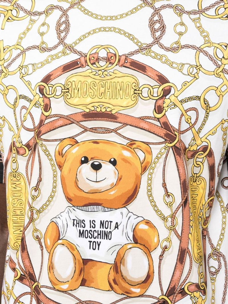 White Military Teddy Scarf Print T-shirt