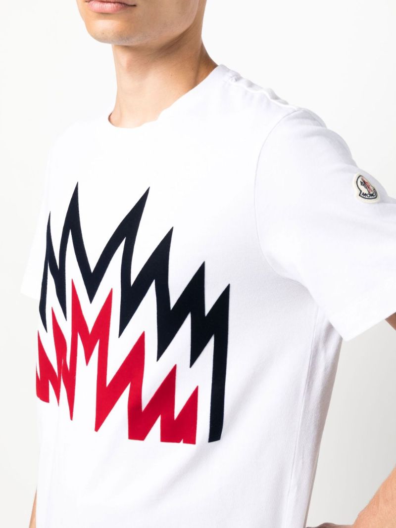 White Flocked Print Cotton T-shirt