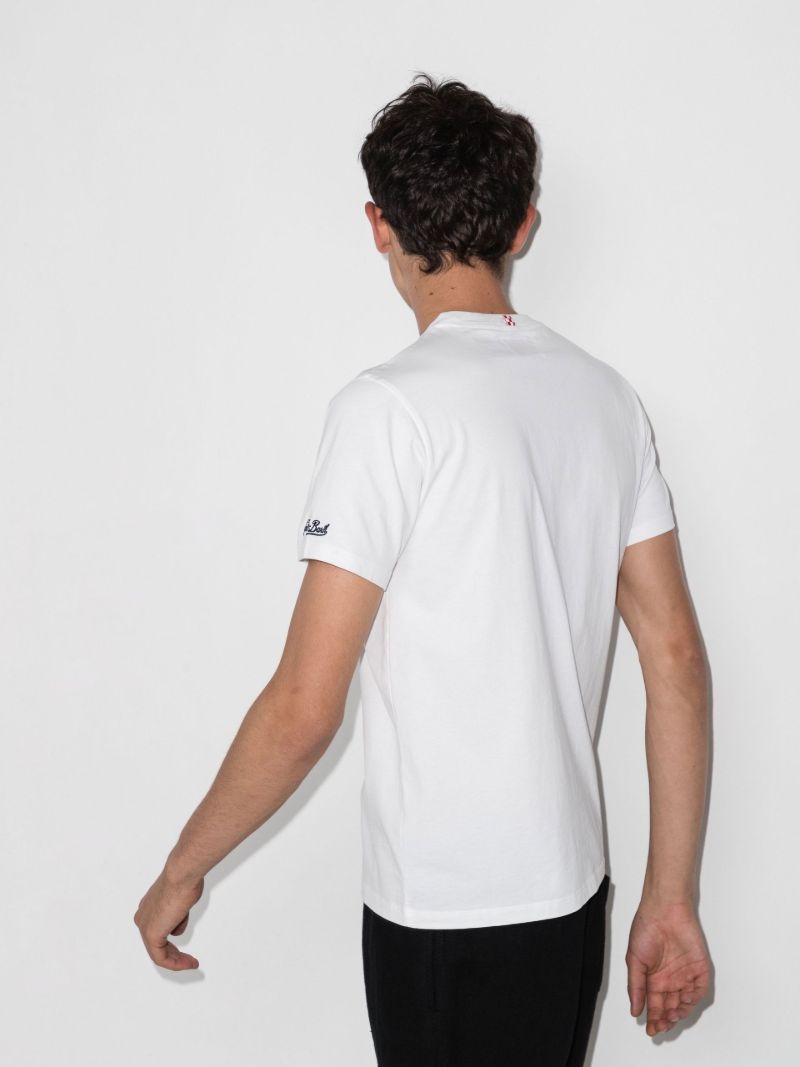 White Embroidered Gin Tonic Cotton T-shirt