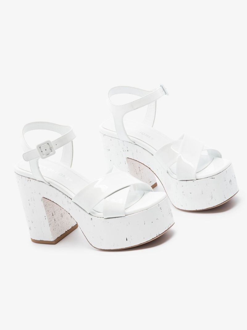 White Lacquer Doll 125 Platform Patent Leather Sandals