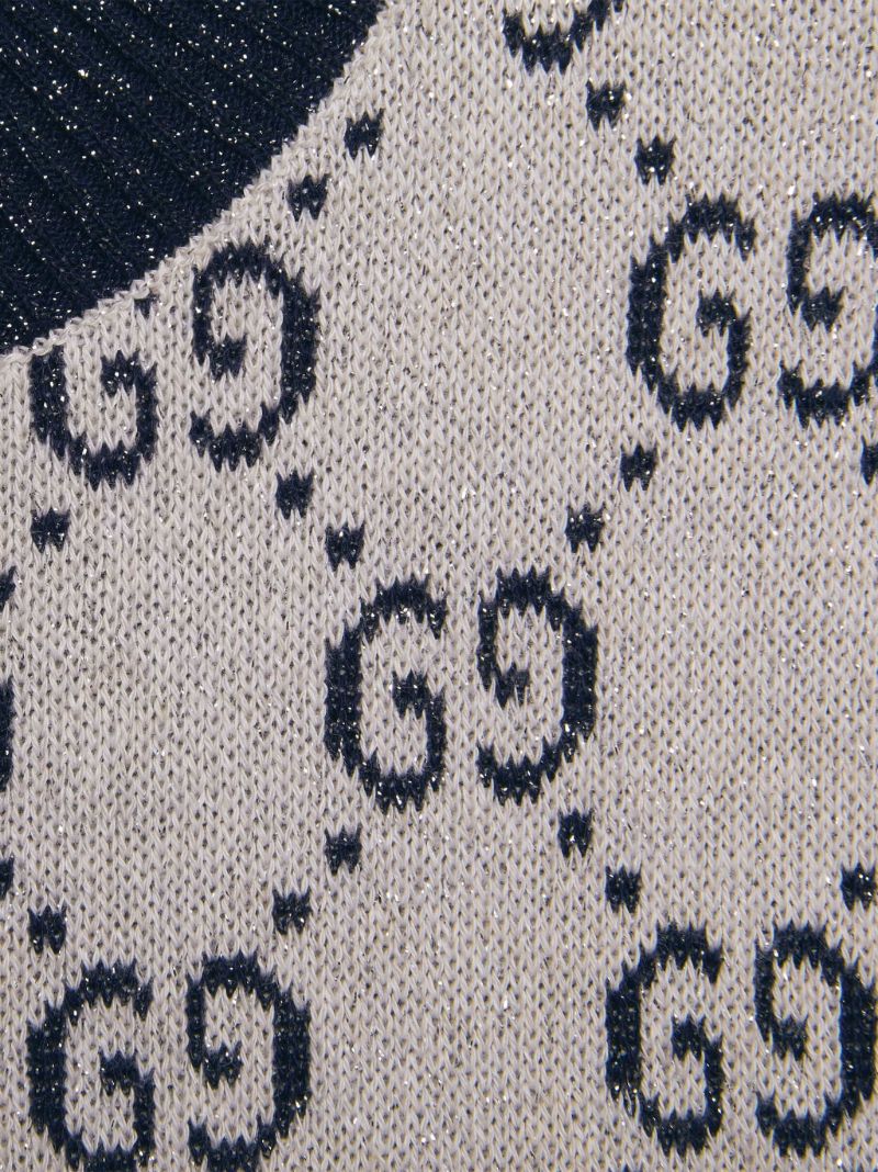 White Gg Jacquard Knit Sweater