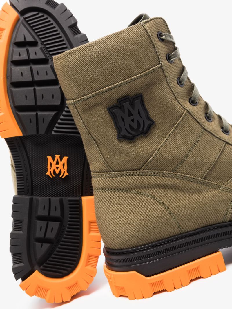 Green Lace-up Combat Boots