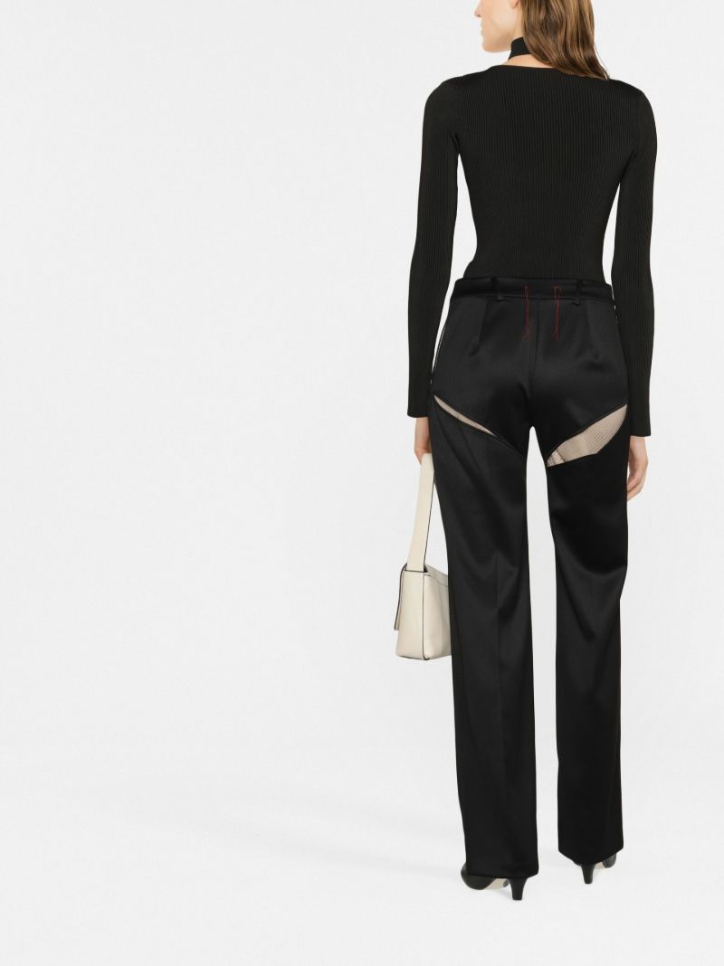 Black Mesh Panel Suit Trousers