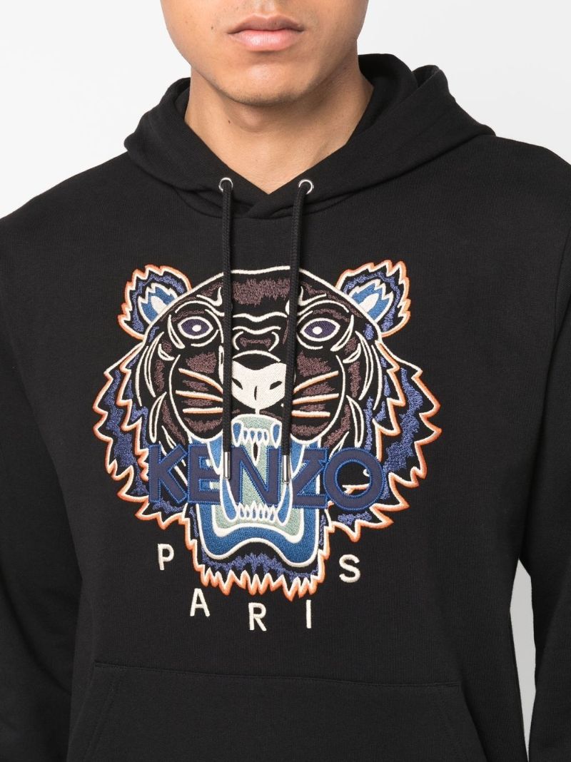 Black Tiger Head Embroidered Sweatshirt