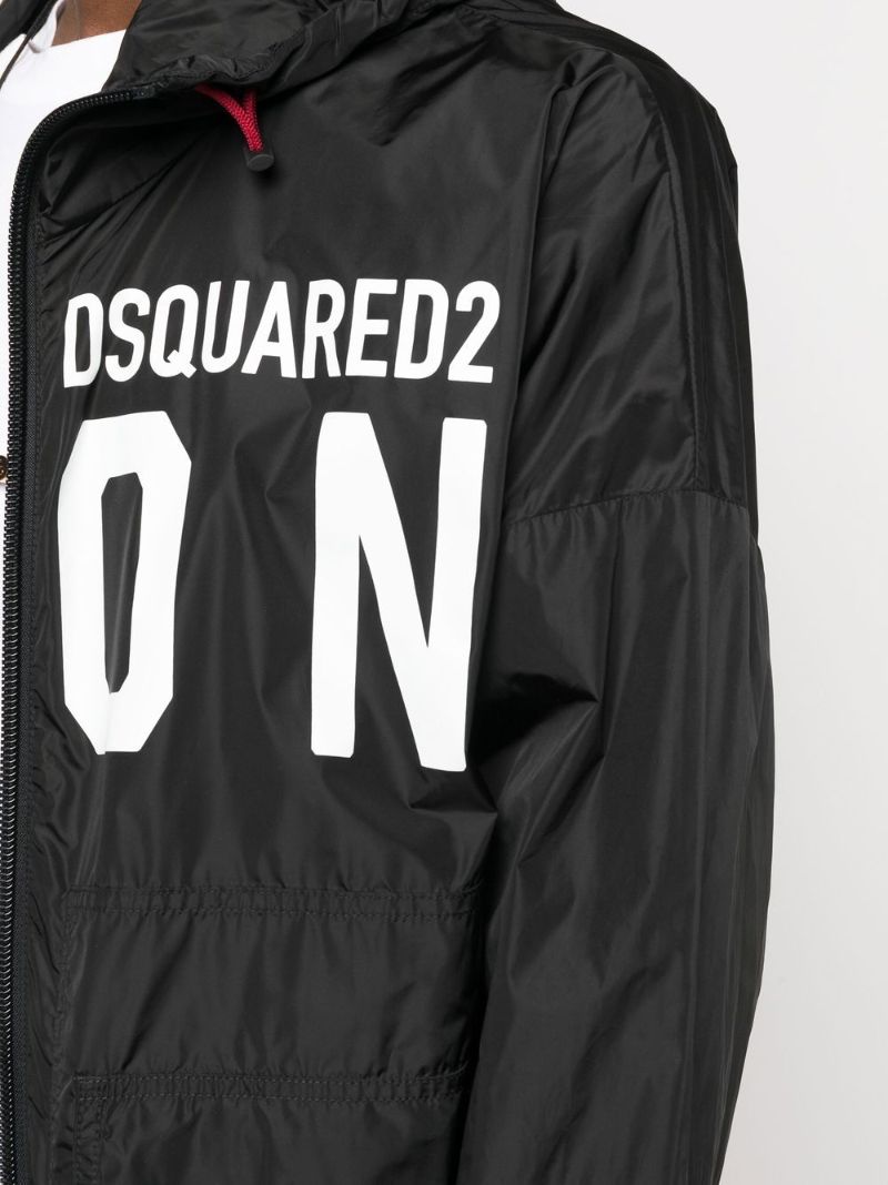 Black Icon Logo Print Windbreaker Jacket