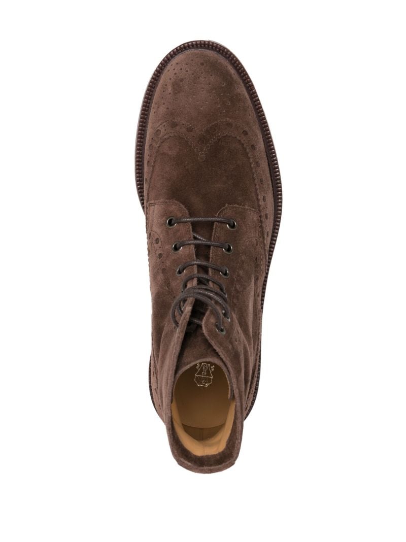 Brown Brogue Detail Suede Ankle Boots
