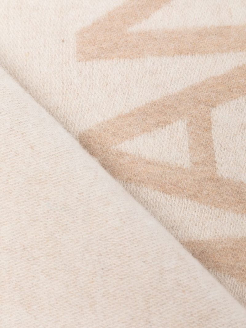Neutral Logo Jacquard Wool Scarf