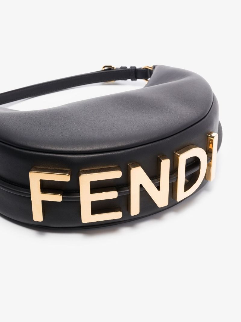 Black Fendigraphy Hobo Leather Shoulder Bag