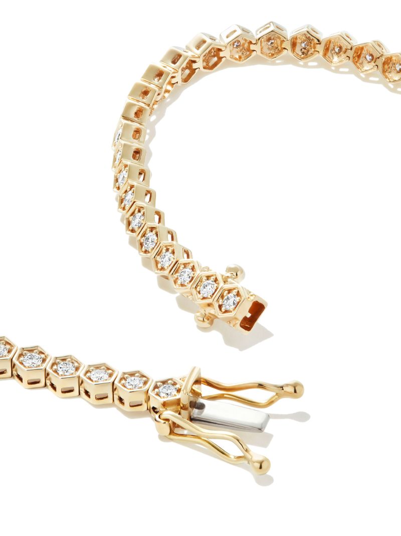 18k Yellow Gold Hexagon Diamond Tennis Necklace