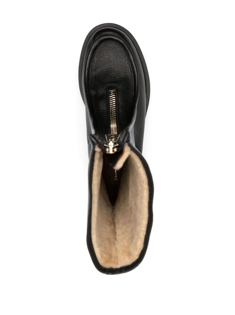 Black Biscotto Mid-calf Leather Boots