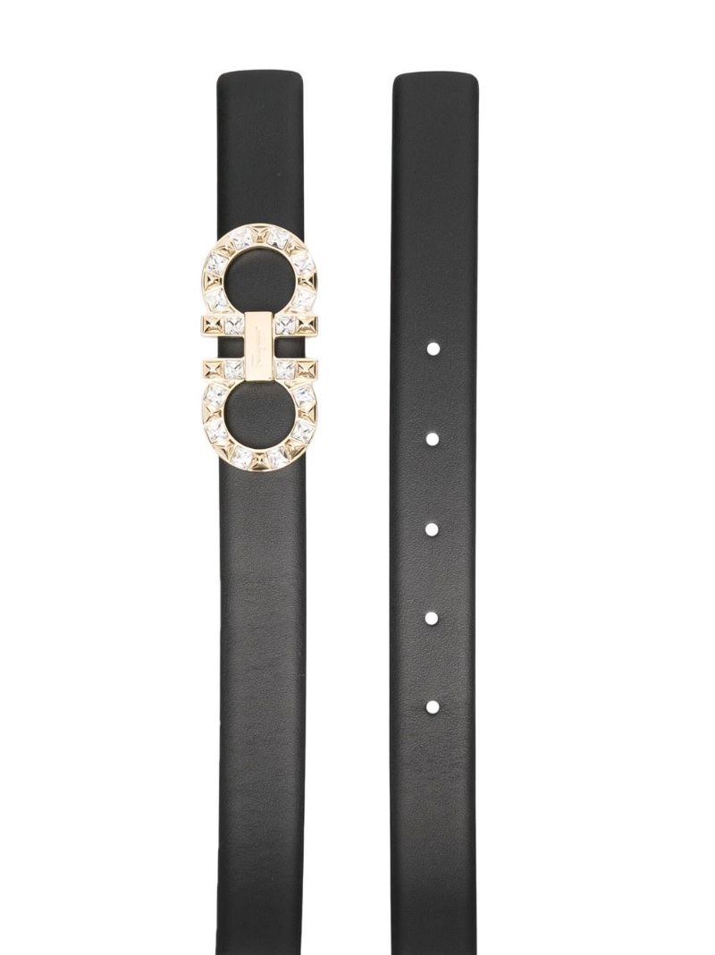 Black Gancini Leather Belt