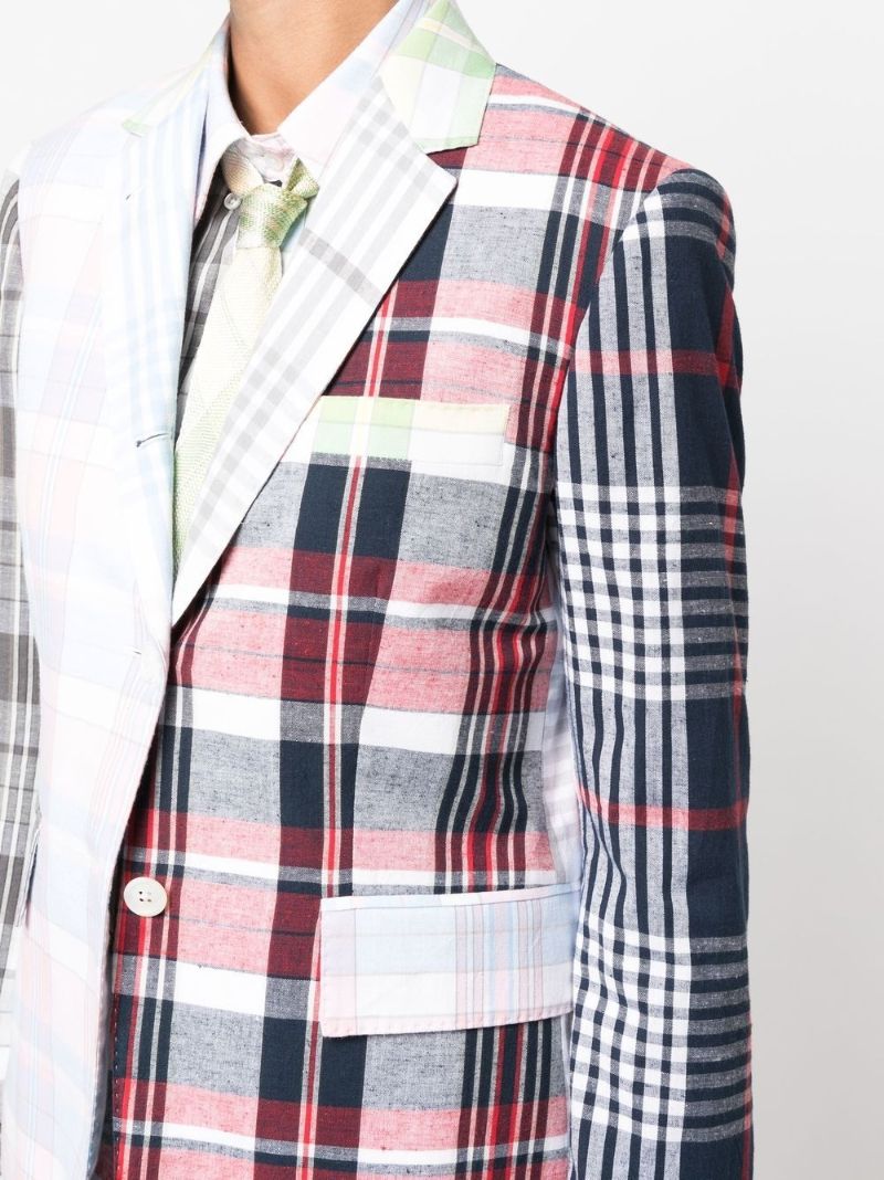 White Plaid Cotton Blazer