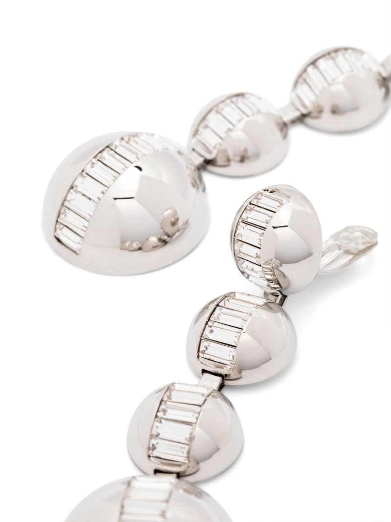 Silver-tone Multi Sphere Rhinestone Baguette Earrings