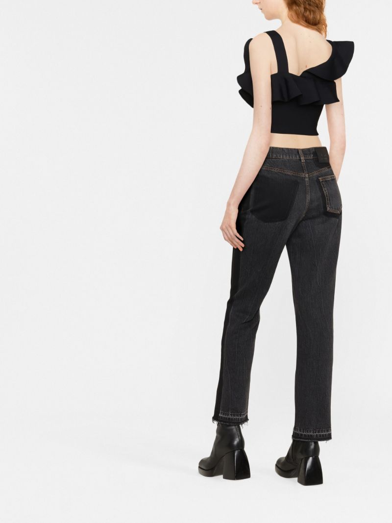Black Ruffle-trim Cropped Top