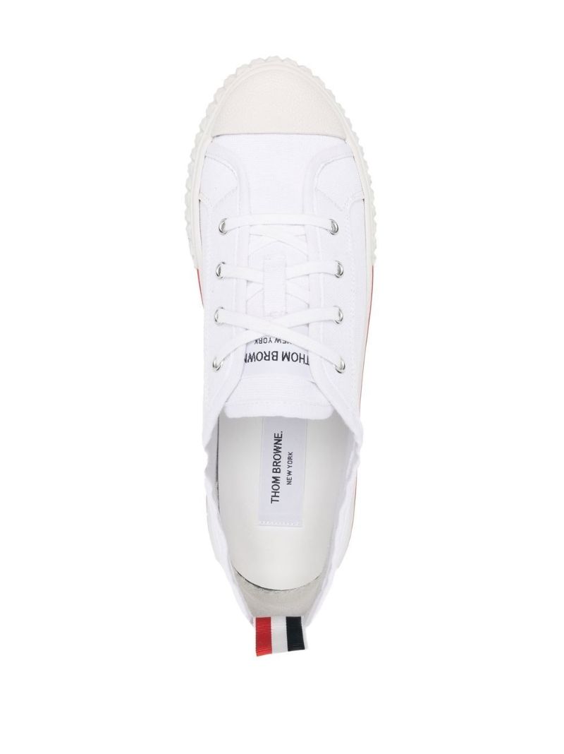 White Rwb Stripe Canvas Low Top Sneakers