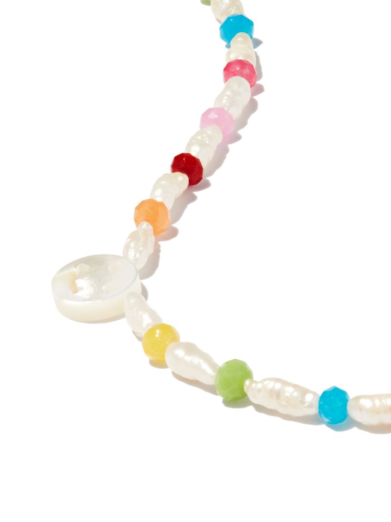 9k Yellow Gold Disco Mother-of-pearl and Agate Necklace