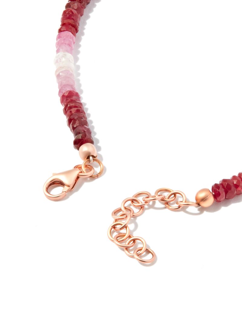 9kt Rose Gold Smiley Ruby Beaded Bracelet