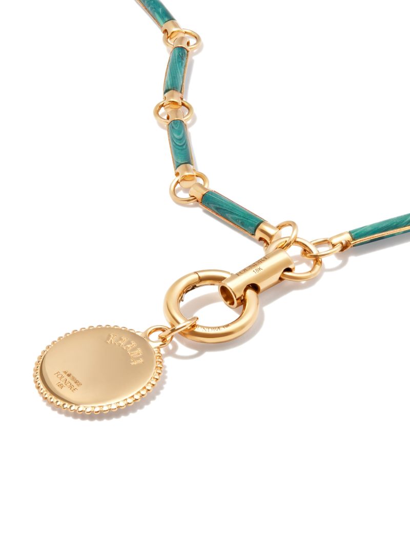 18k Yellow Gold Malachite Karma Pendant Necklace