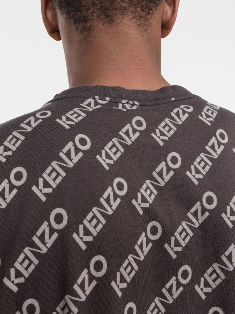 Grey Logo Print Cotton T-shirt