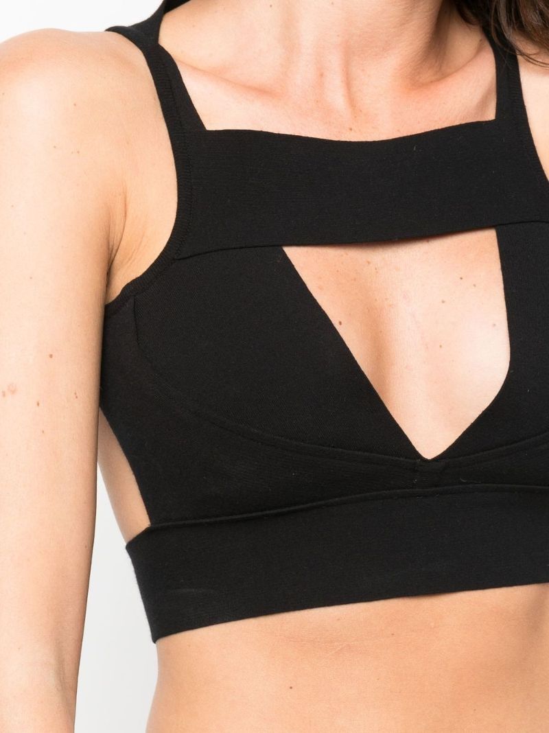 Black Cut-out Knitted Crop Top