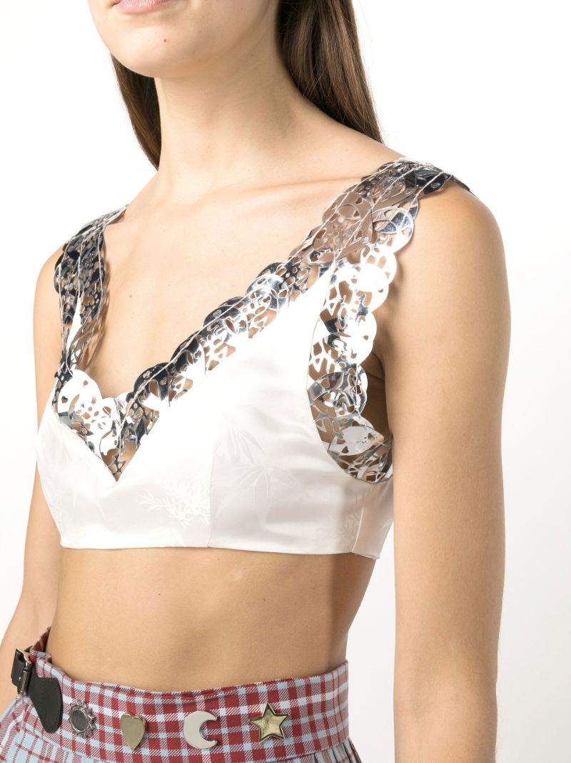 White Beaded Silk Slip Tank Top