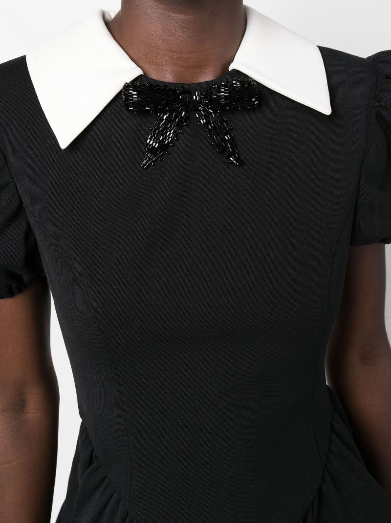 Black Puff Sleeve Tiered Mini Dress