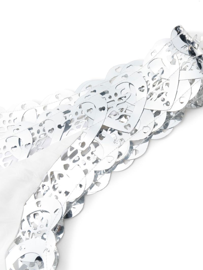 White Laser-cut Embellished Silk Dress