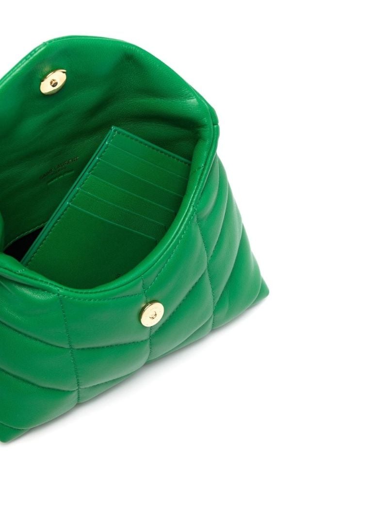 Green Puffer Small Quilted Leather Clutch Bag