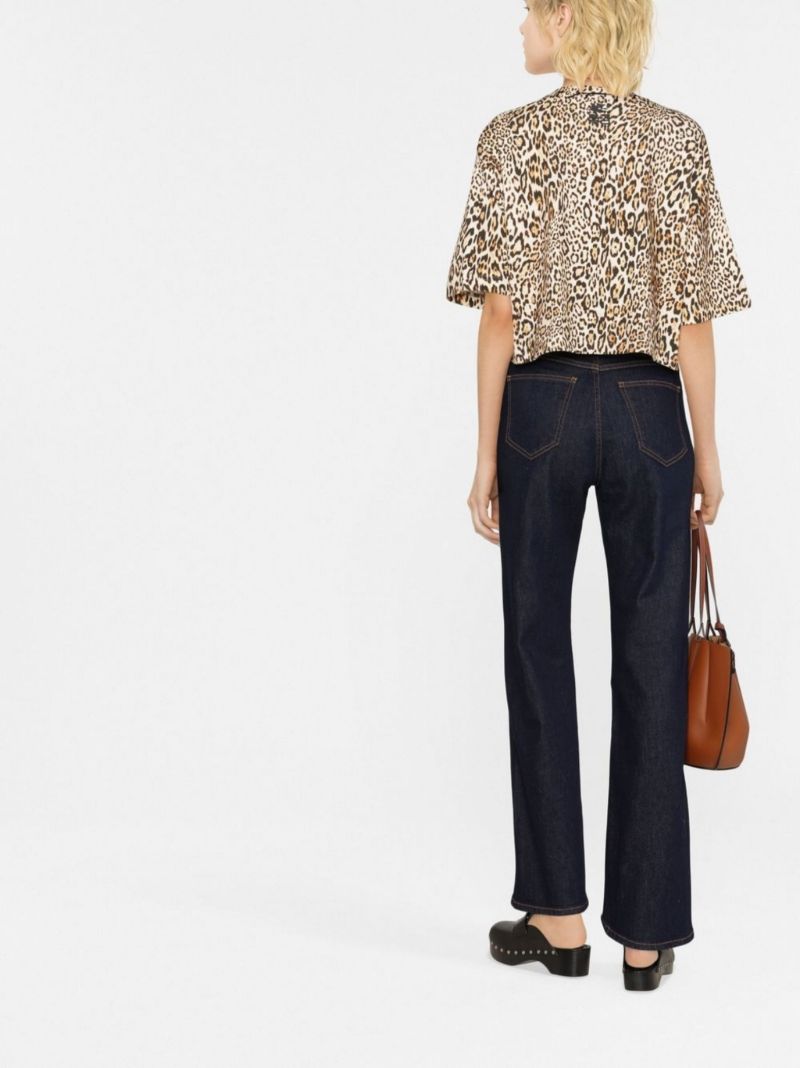 Brown Pegaso Patch Leopard Print T-shirt