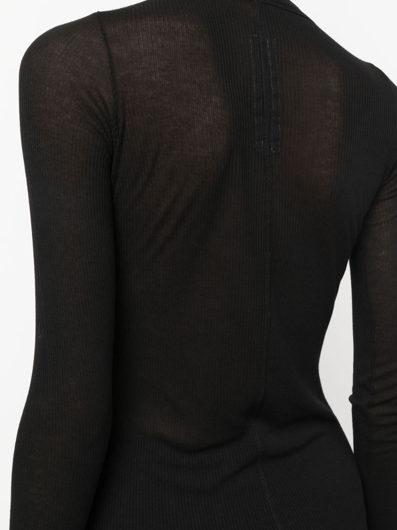 Black Ribbed Long Sleeved Top