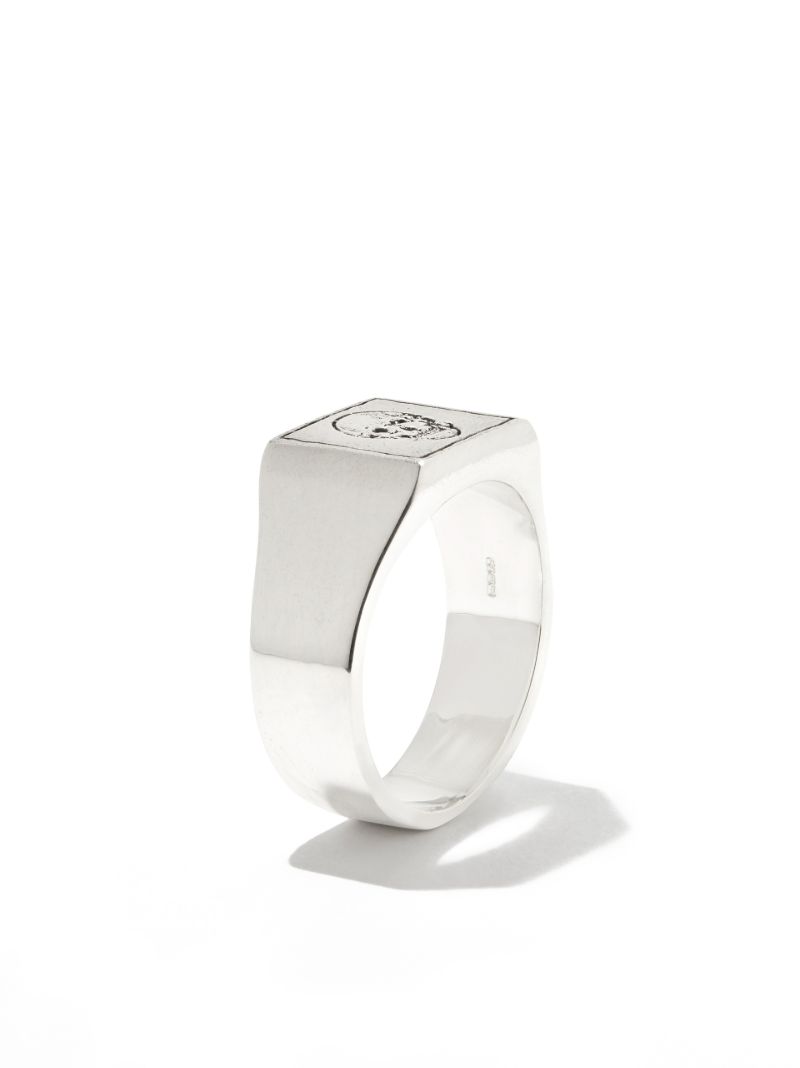 Sterling Silver Skull Square Signet Ring