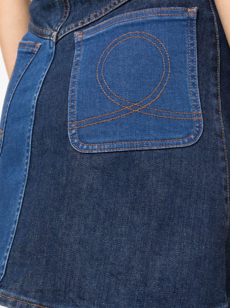 Blue Patchwork Denim Skirt