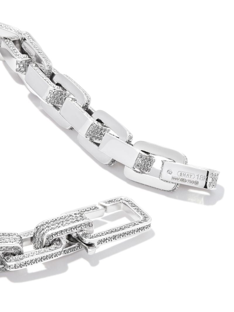 18k White Gold PavÃ_x0083_© Diamond Link Bracelet