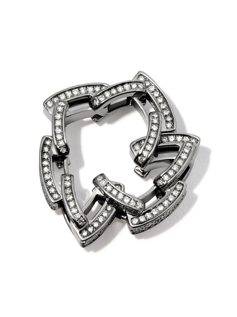 18k Black Gold Deco Link Chain Diamond Ring