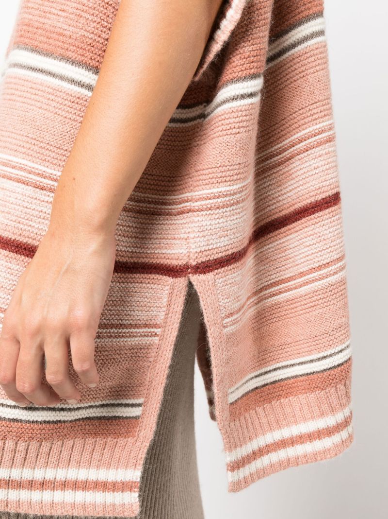 Pink Striped Knitted Poncho