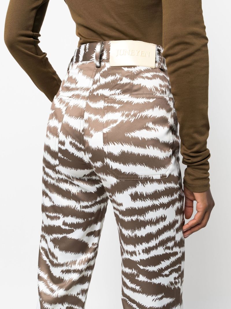 Brown Tiger Print Straight-leg Trousers