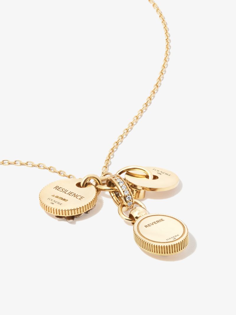 18k Yellow Gold Reverie & Resilience Mini Diamond Pendant Necklace