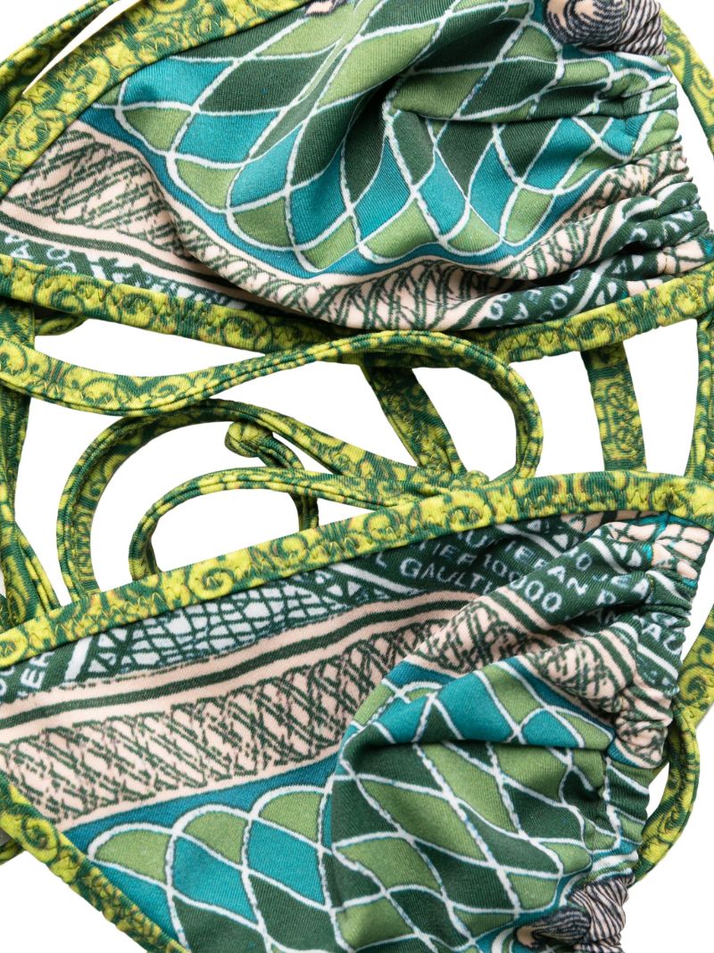 Green Banknote Print Bikini Top