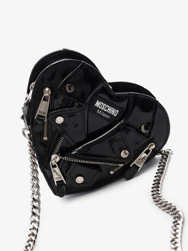 Black Biker Heart Patent Leather Mini Bag