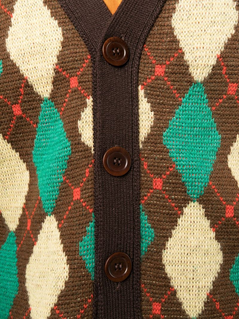 Blue Argyle Intarsia-knit Cardigan