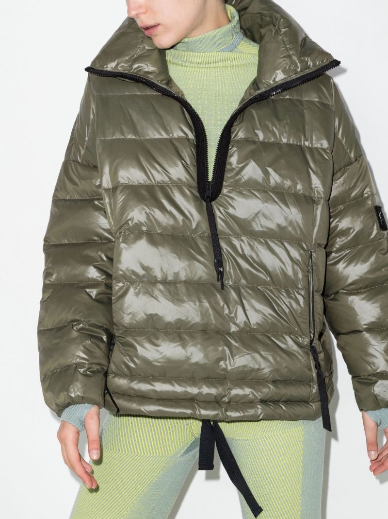Green Half-zip Puffer Ski Jacket