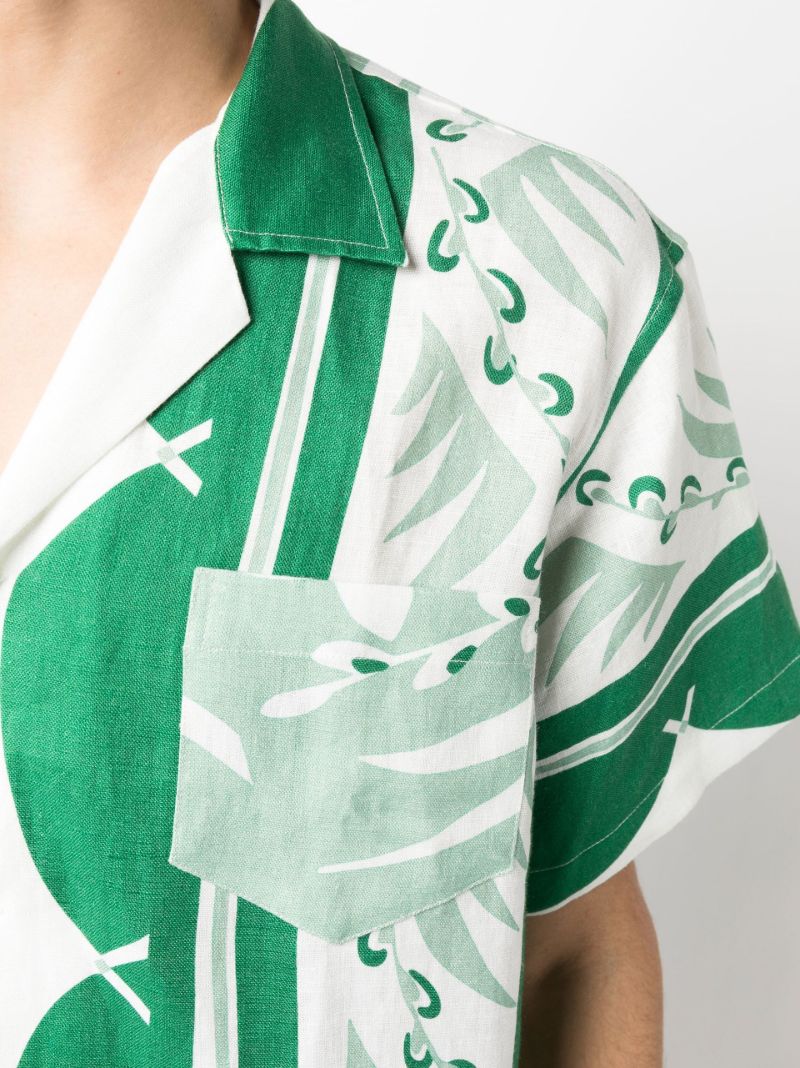 White Prairie Willow Printed Linen Shirt
