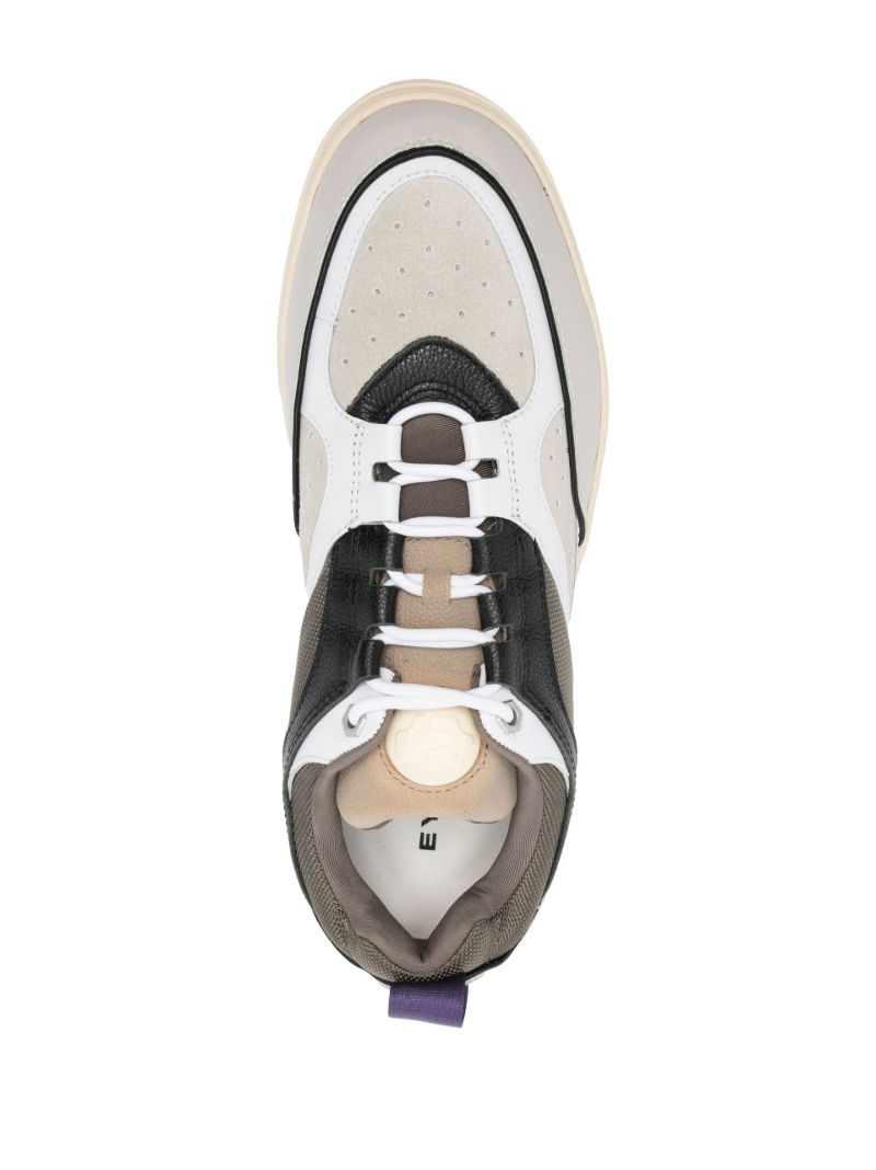 White Panelled Lace-up Sneakers