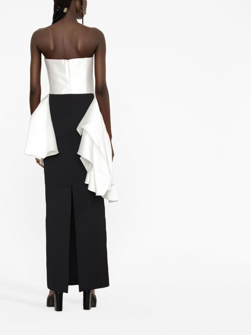 Black and White Darra Draped Gown